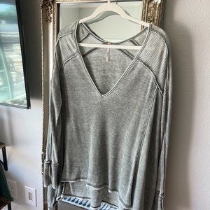 Free People Olive Long Sleeve Top, Size M